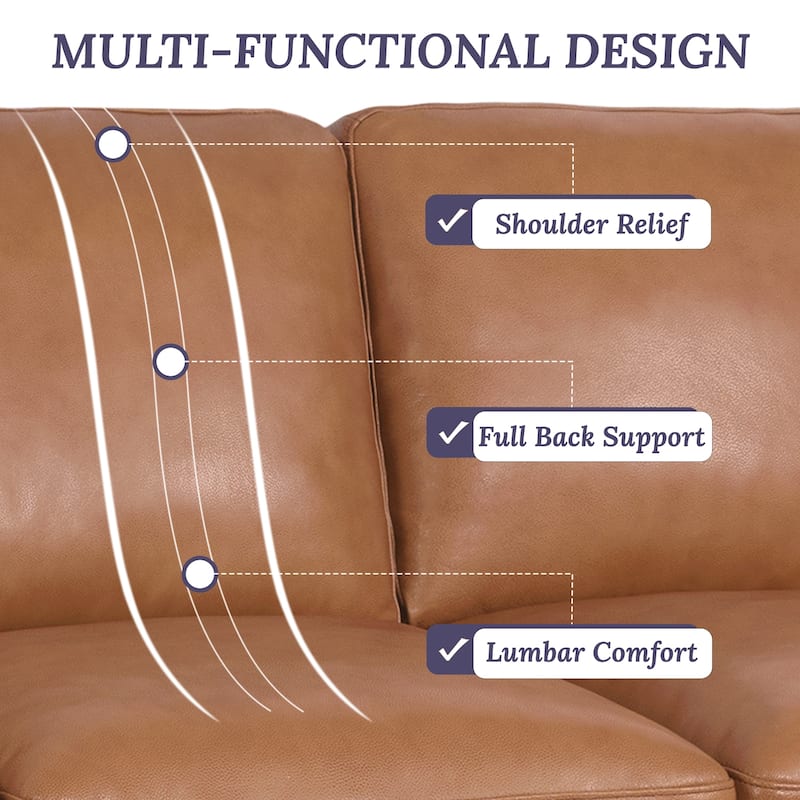 Premium Leather 3-Seater Sofa with Plush Deep Seating, Feather-Filled Cushions, and Long-Lasting Durability