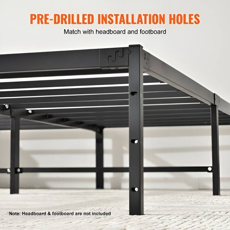 Metal Bed Frame with Steel Slat Support Platform Design No Box Spring