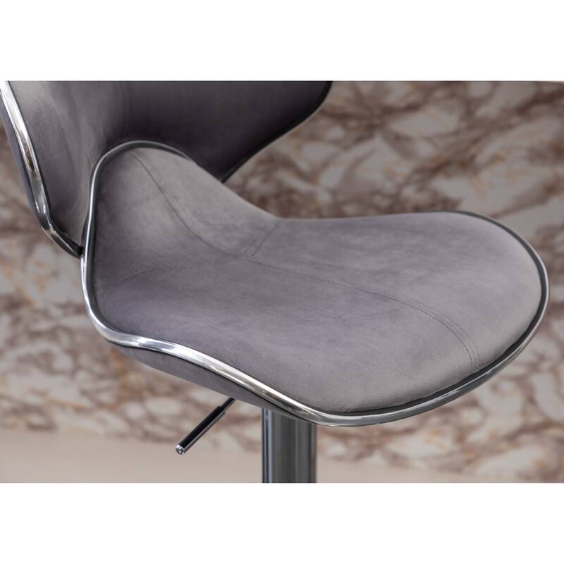 Roundhill Furniture Masaccio Velvet Upholstered Adjustable Swivel Barstool, Set of 2