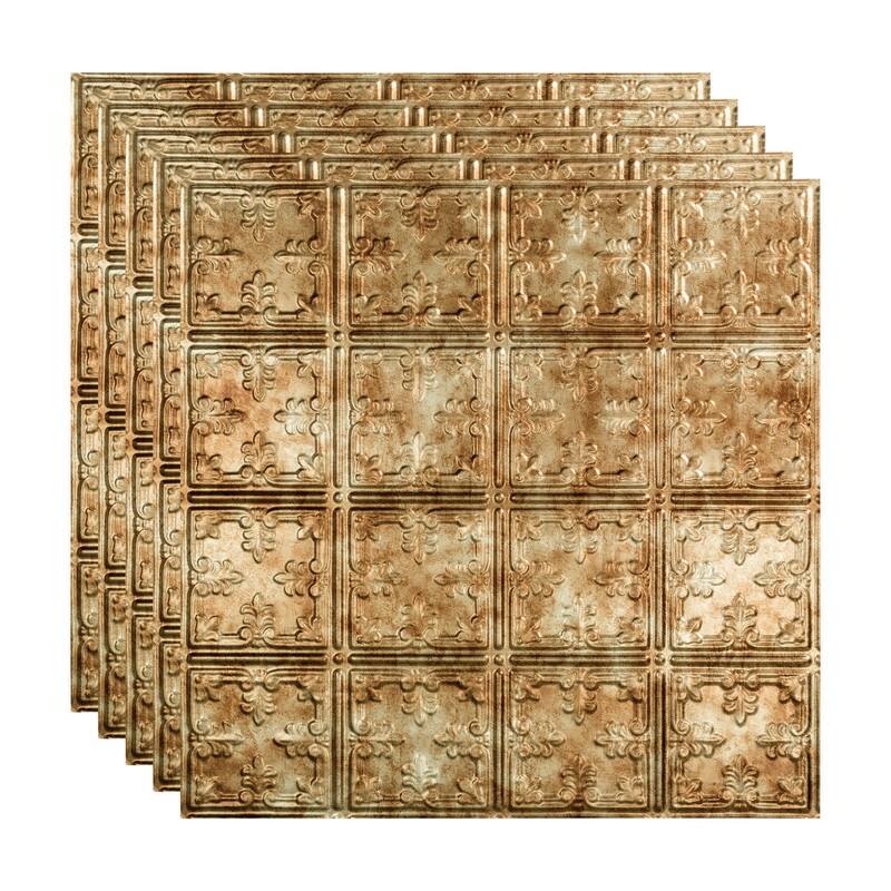 FASÄDE Traditional Style 10 Decorative Vinyl 2ft x 2ft Lay in Ceiling Panel in Bermuda Bronze (5 Pack) - 5 Pack - Bermuda Bronze