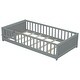 preview thumbnail 19 of 58, Twin size Floor Platform Bed with Built-in Book Storage Rack,Door