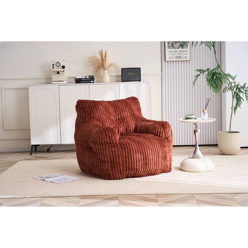 Corduroy Fabric Bean Bag Chair Filled With Memory Sponge - Red