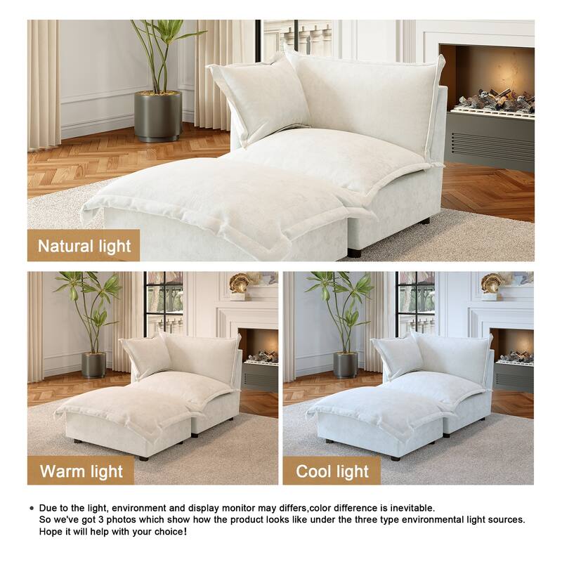 Modern Cloud Chaise Longue Accent Chair with Ottoman set