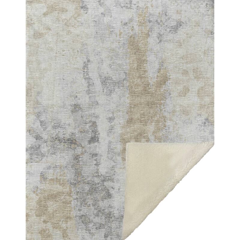 Premium Machine Washable ASB68 Abstract Modern Sherpa Throw Blanket