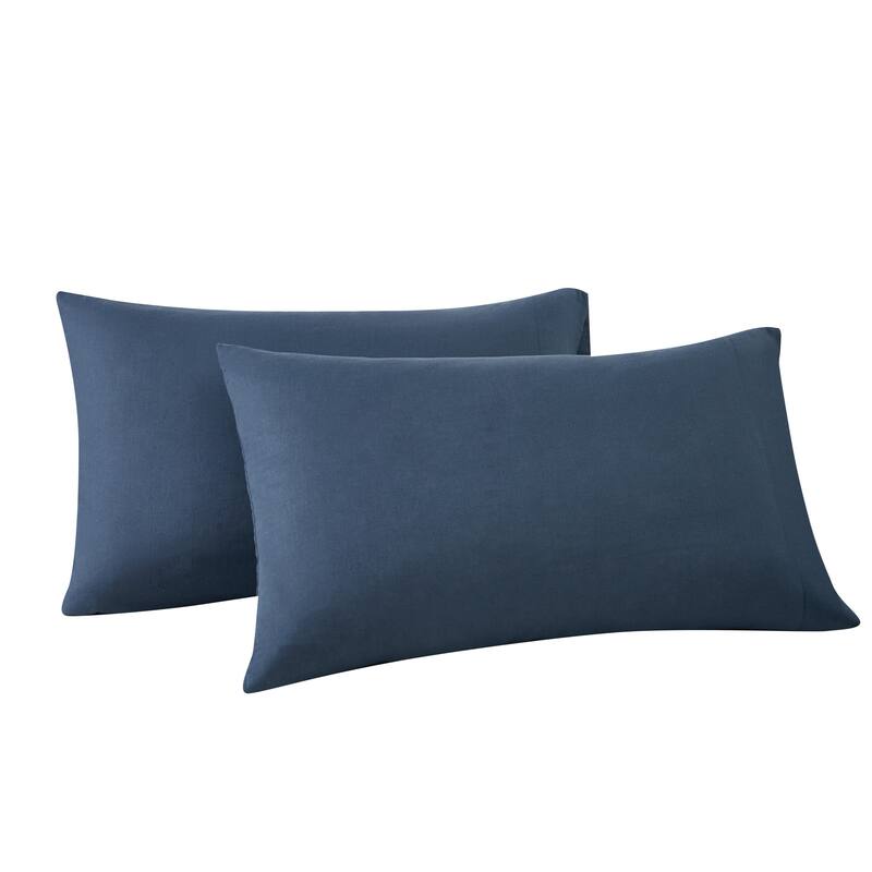 Frye Cotton Linen Blend Pillowcase Pair - Dark Blue - Standard