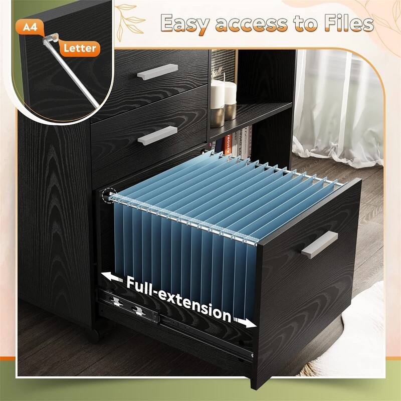 3-Drawer Wood File Cabinet with Lock - 15.7"D x 31.3"W x 24.7"H