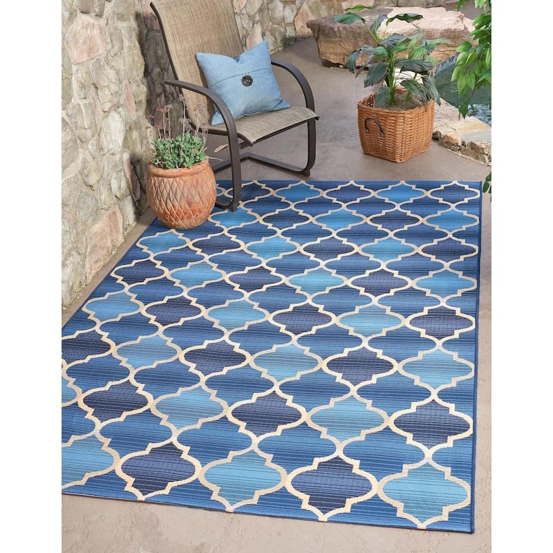 Outdoor Khence Collection Area Rug - Blue - 5'3"x8'