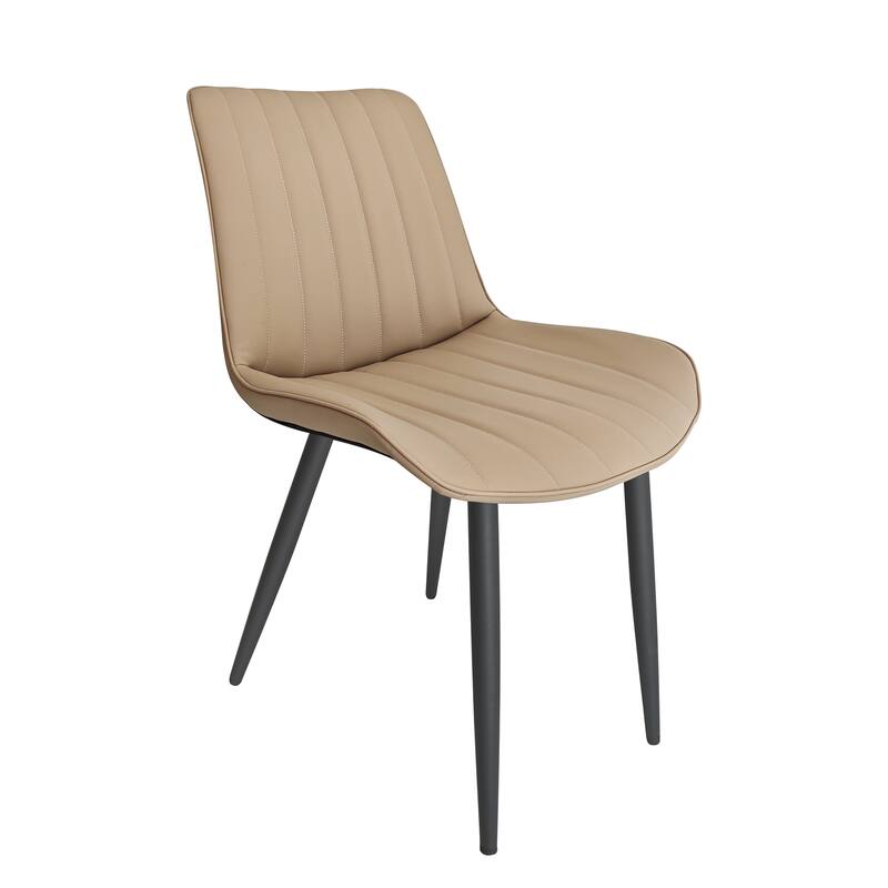 PU Leather Dining Chair with Metal Legs, Wave Pattern Upholstered Armless Chair Set of 6 for Kitchen, Living