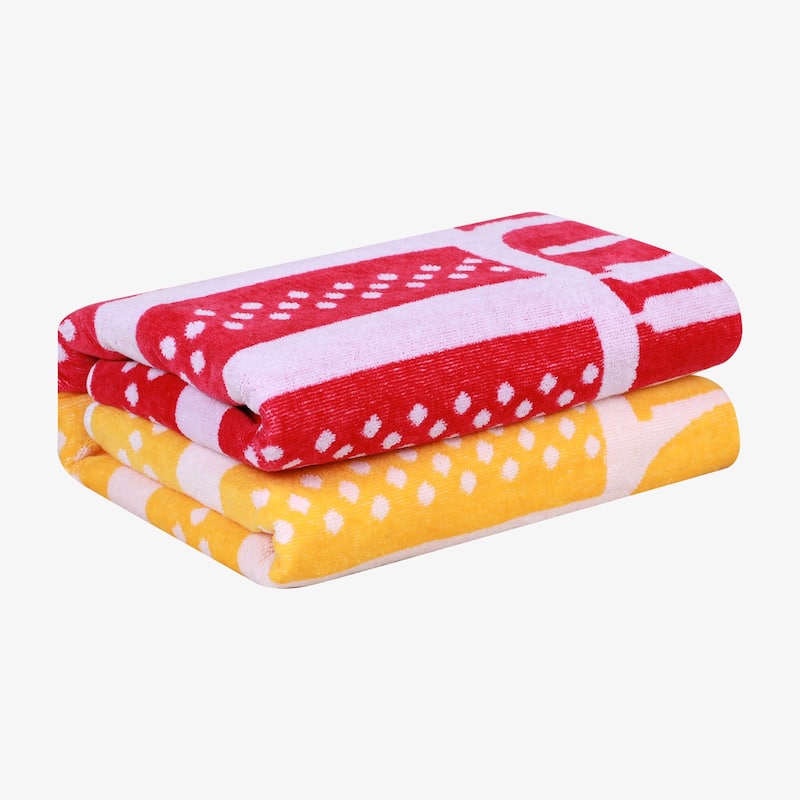 Superior Striped Cotton Fuzzy Velour Terry Large Oversized Beach Towel