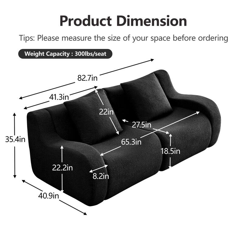 GDF Studio - Fairford 2-Seat Modular Sofa With Curved Armrests & Non-Slip Base