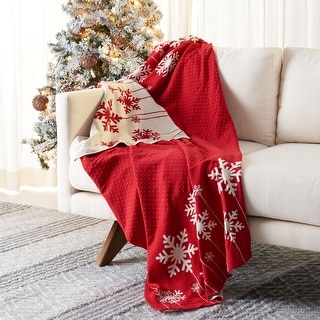 2XCHRISTMAS LET IT SNOW STAGS TREES SNOWFLAKES RED FLEECE THROW BLANKET127X152CM 