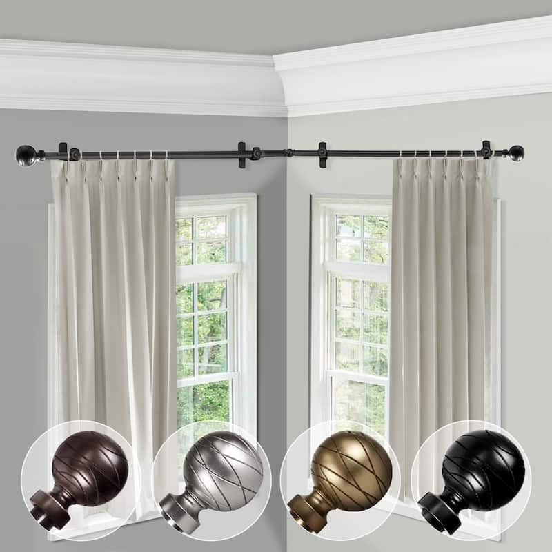 French Flair Curtain Rods - 360 Rotation Hardware Set - Steel Resin Black - Home Decor - M