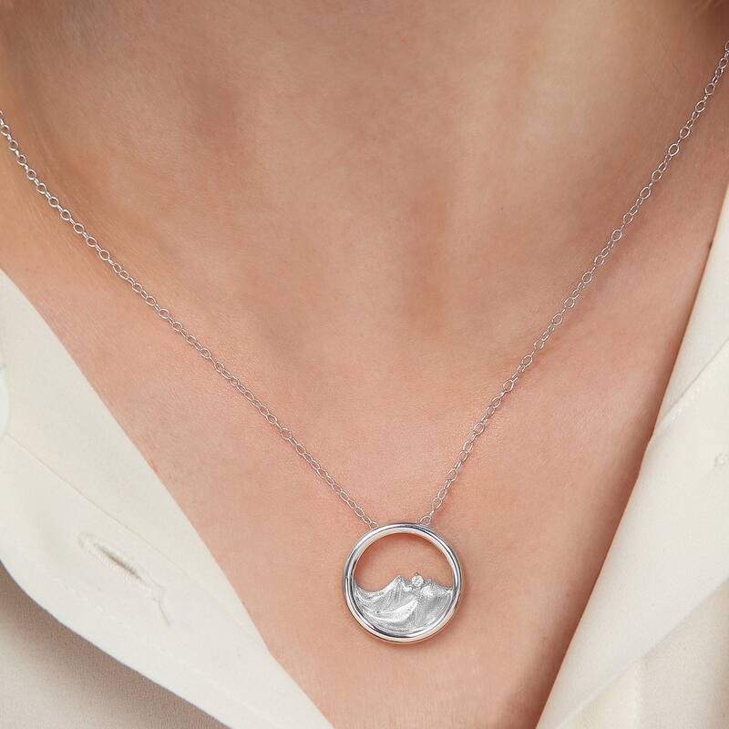 1/20ct Diamond Four Elements of Nature-Earth Pendant Necklace in Silver for Women