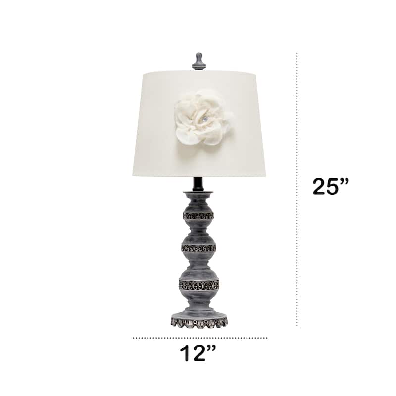 Lalia Home 25" Elegant Embellished Table Lamp with Flower Adornment - 25