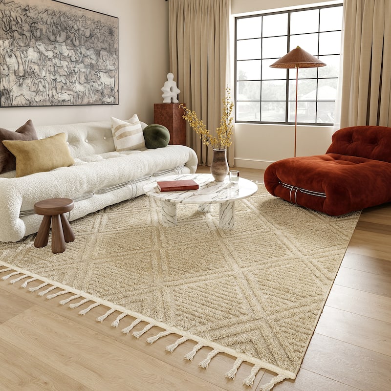 Balboa Textured Tile Area Rug - 6'7" x 9' - Beige