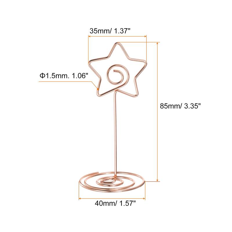 24pcs Table Number Holders 85mm Tall 40mm Base Width Star - Rose Gold