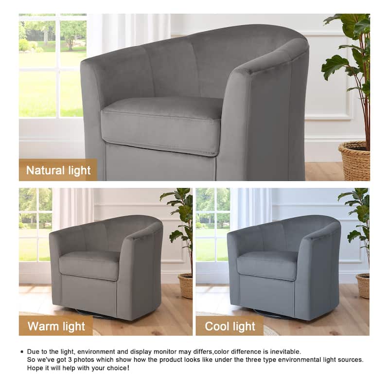 Modern Velvet Upholstered Swivel Barrel Chair for Living Room Lounge