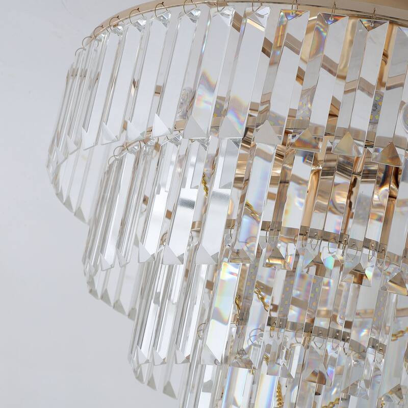 10-Light Gold 5-Tier Round Crystal Chandelier
