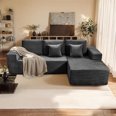 Pocassy L-Shape Sectional Sofa Sofa Couch Living Room Futon Couch