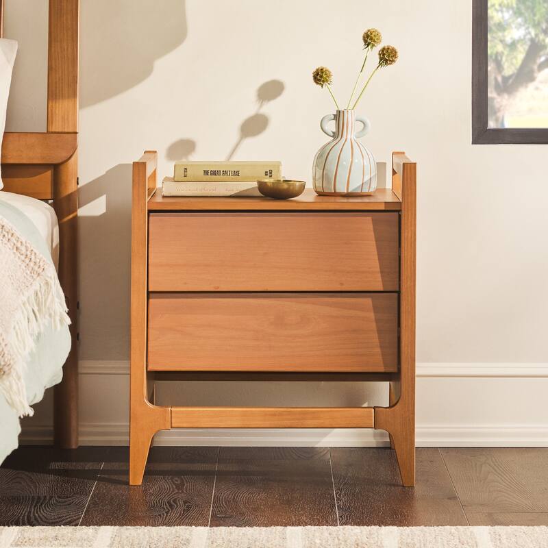 Scandi Style Solid Wood Nightstand with Angled Drawer