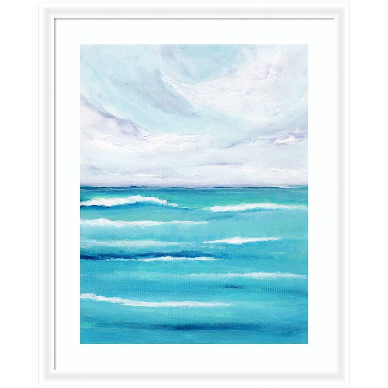 Kate and Laurel Framed Art Evening Ocean Waves by Nikita Jariwala - 35x43 - White