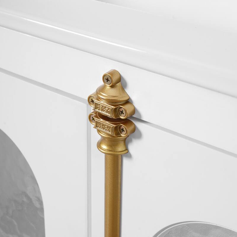 36" Ceramic Basin Bathroom Vanity, Soft Close Glass Doors Bathroom Storage Cabinet with 3 Drawers