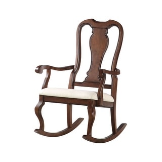 ACME Sheim Wooden Arm Rocking Chair in Beige and Cherry