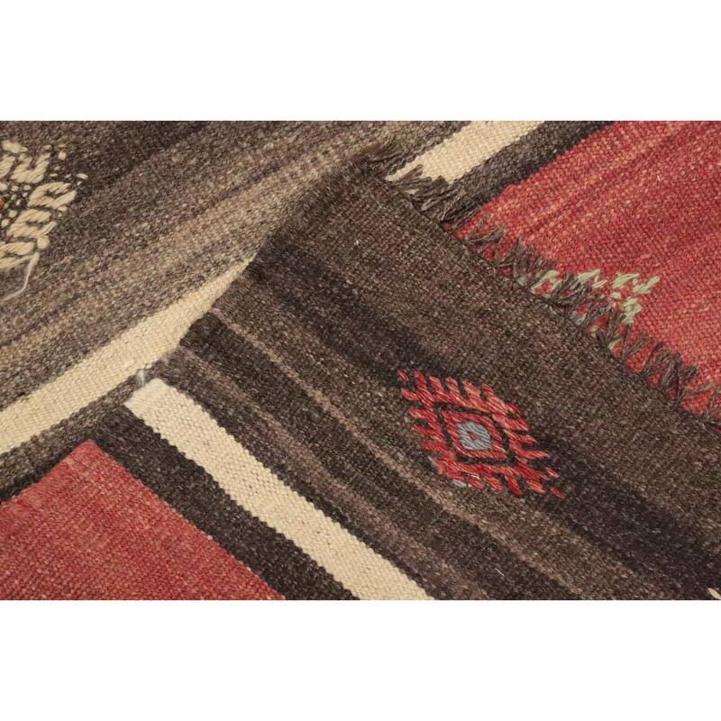 Hand Woven Oriental 100% Wool Carpet Southwestern Tribal Multi-Colored Kilim Area Rug - 10' 4'' X 5' 9''