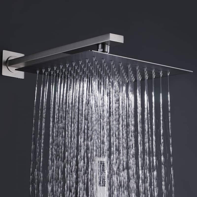 Wall Mounted Shower System With Hand Shower Rain 10 Inch Shower Head Bathroom Shower Faucet Set With Pressure Balanced Valve
