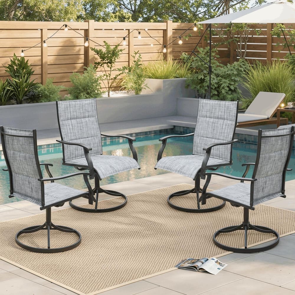 EROMMY Outdoor Swivel Patio Chairs 2/4 Pack, High-Back Textilene Dining Rocker Chairs with Metal Frame