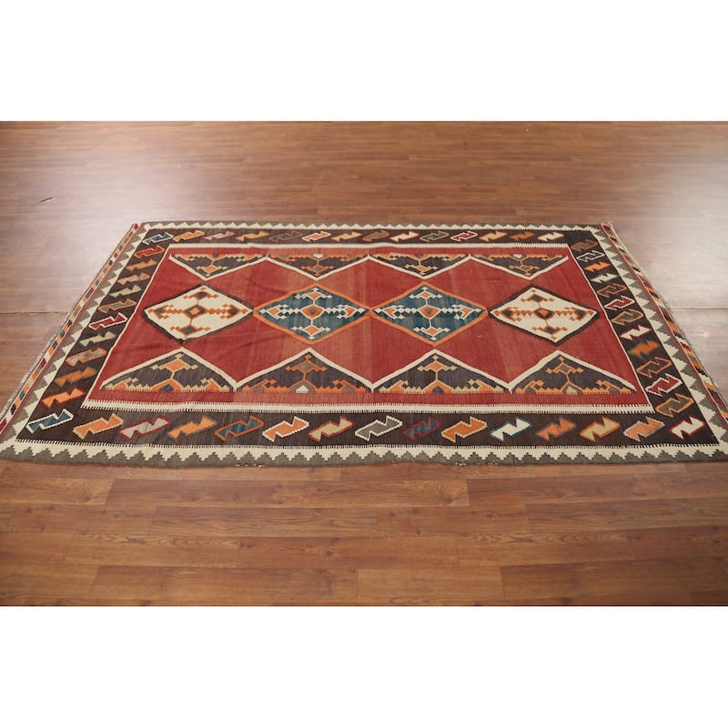 Tribal Kilim Qashqai Persian Vintage Area Rug Handmade Wool Carpet - 4'6"x 7'10"