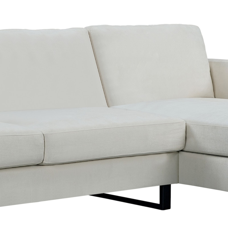 3-Seat Linen Upholstered L-Shaped Sectional Sofa with Chaise Longue