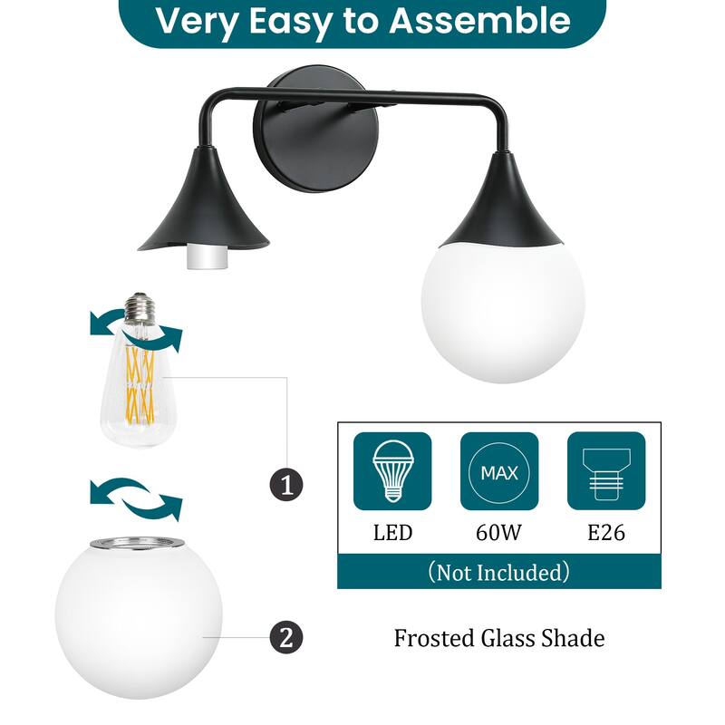 Dimmable Vanity Light with Clear Glass Shade