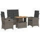 preview thumbnail 51 of 75, vidaXL Patio Dining Set with Cushions Outdoor Seating Gray Poly Rattan