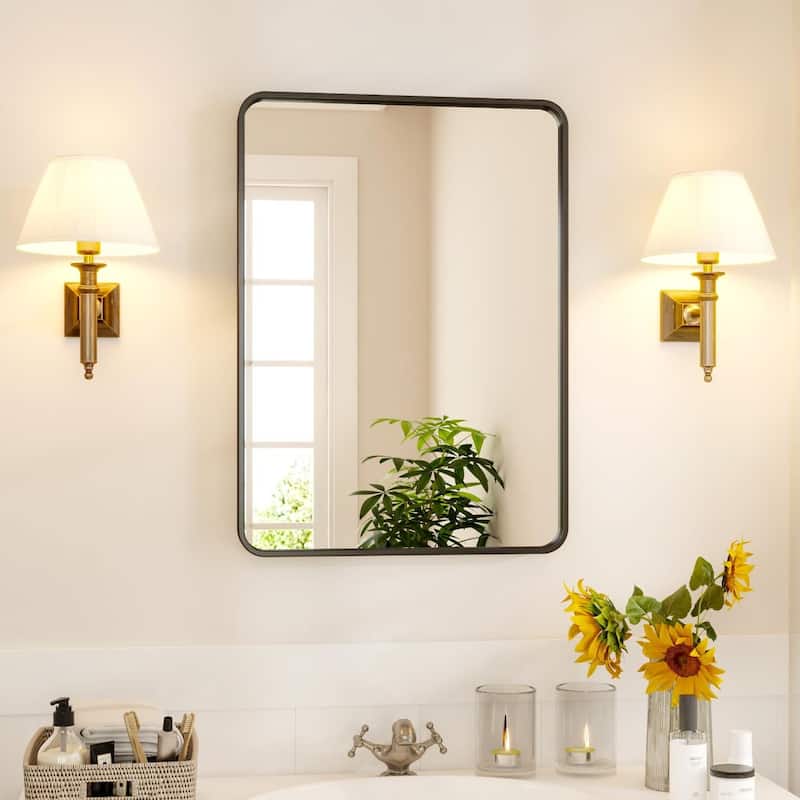 Black Metal Framed Bathroom Mirror - Black_40"*28" - Black_40"*28"