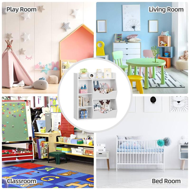 5-Cubby Kid's Bookcase and Bookshelf