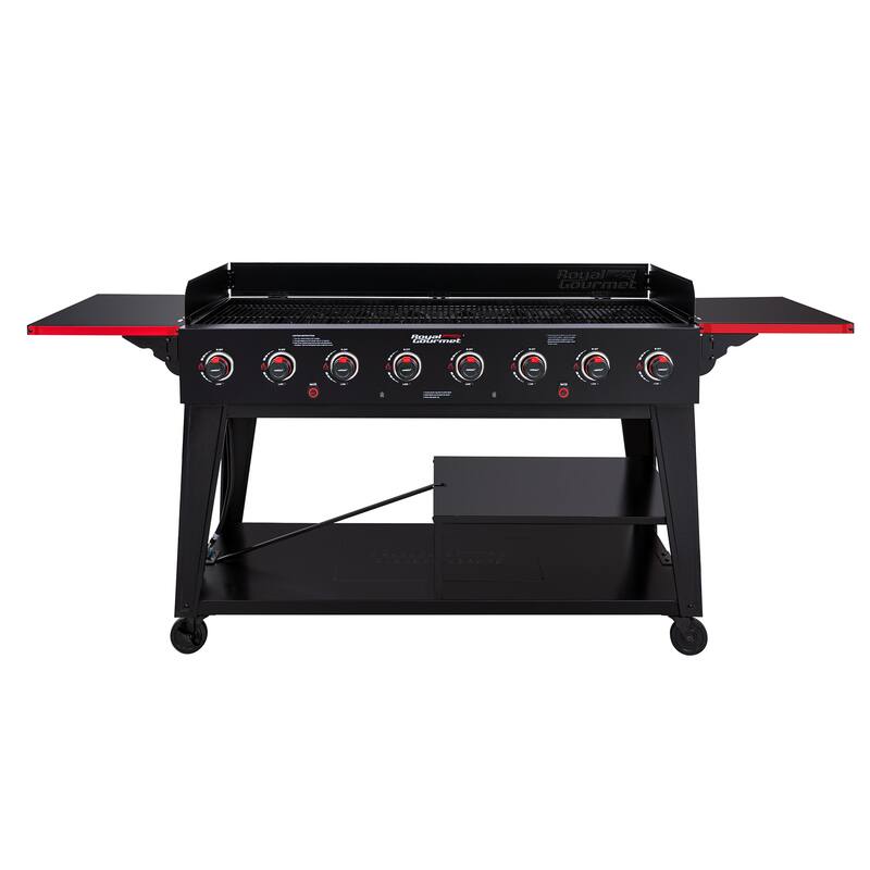 Royal Gourmet 8-Burner Gas Grill, Independently Controlled Dual Systems, Black - Black - Propane Gas