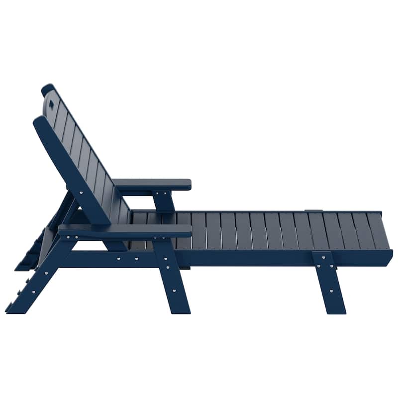 Laguna Hdpe All Weather Outdoor Patio Pool Reclining Chaise Lounges With Square Side Table (3-Piece Set)
