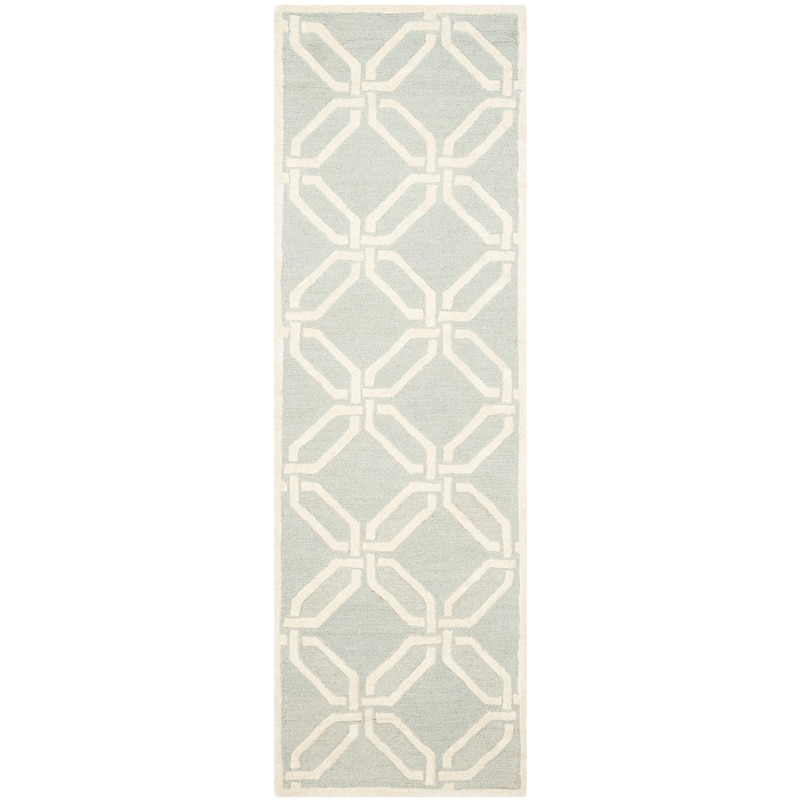 SAFAVIEH Handmade Cambridge Nhung Modern Moroccan Wool Rug - 2'6" x 8' Runner - Light Grey/Ivory