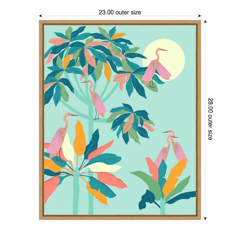 Drawn To the Moon Herons by Uma Gokhale Framed Canvas Wall Art - 23 x 28 in