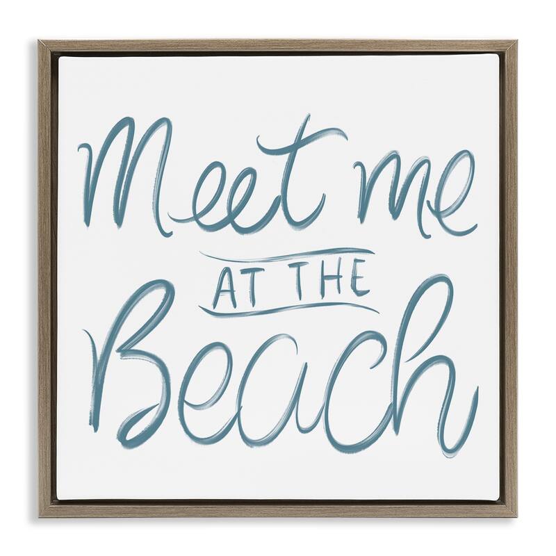 Stupell Minimal Meet At Beach Framed Floater Canvas Wall Art Design By SunDance Group - 18 x 18 - Brown