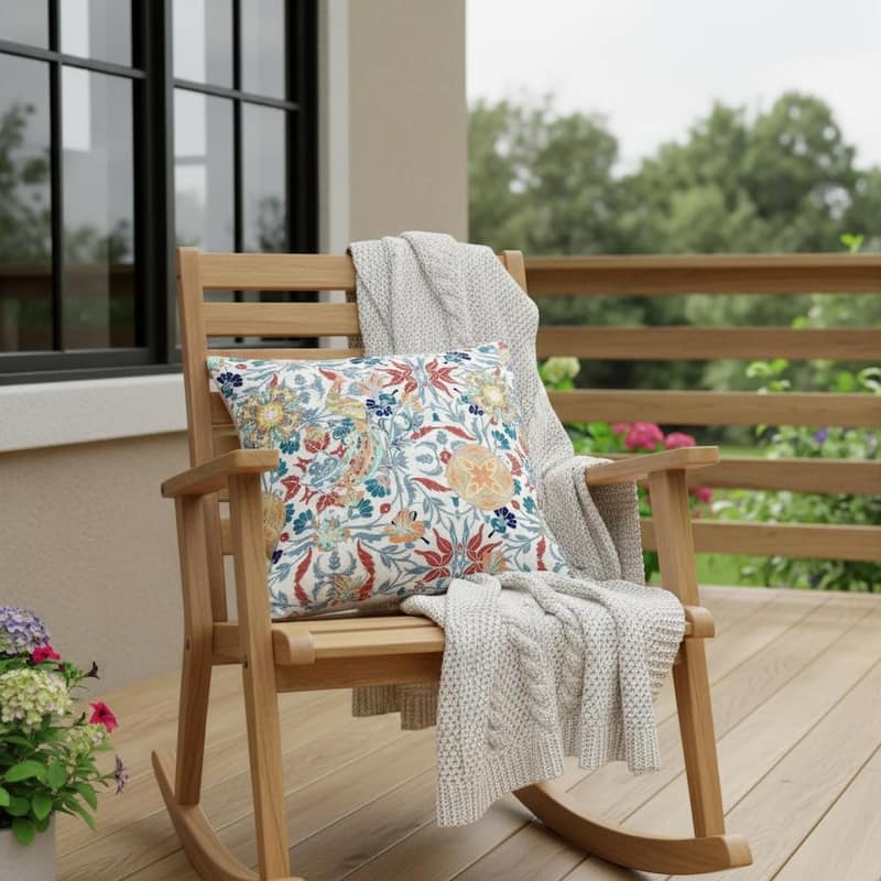 HomeRoots Set of Two 16" X 16" Red and White Peacock Blown Seam Eclectic Indoor Outdoor Throw Pillow - 16.00' X '16.00' X '5.00 - Red/White - 16.00' X '16.00' X '5.00