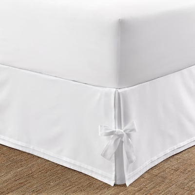 Laura Ashley Tailored White Cotton Bedskirt with Corner Ties