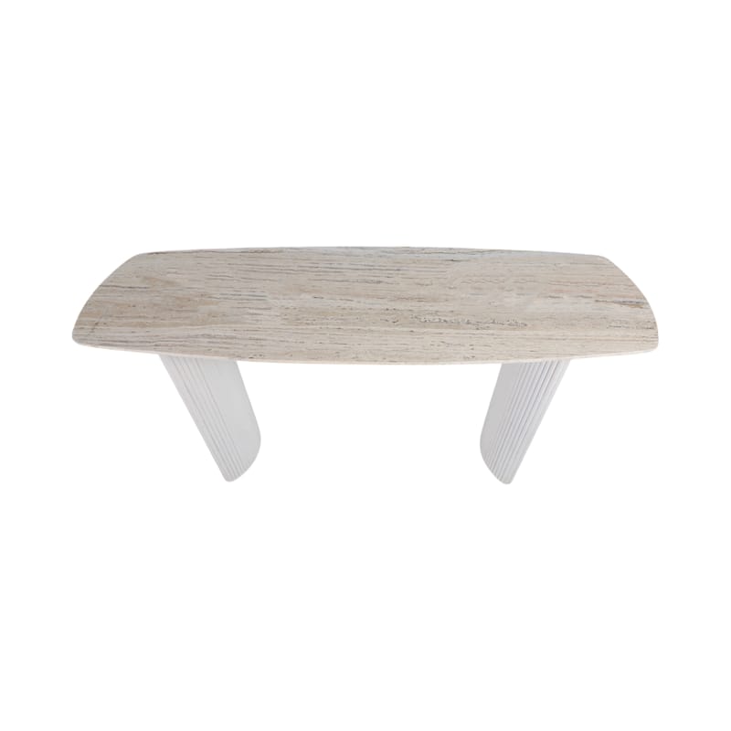 Wood Accent Table Fluted Base Curved Legs Modern Design Sculpted Frame