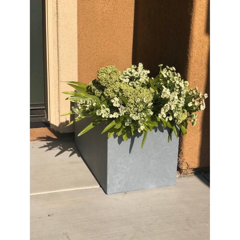 Durx-litecrete Lightweight Concrete Modern Long Cement Color Low Planter-Small - 23.2'x11.8'x12'