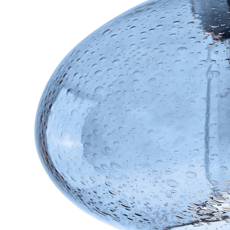 Farmhouse 1-Light Blue Bubble Glass Design Brushed Nickel Pendant