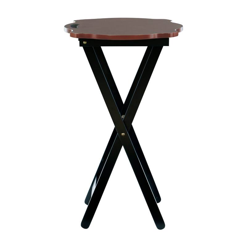 5-Piece Wooden Folding Tray Table Set - 26.25" - Brown and Black