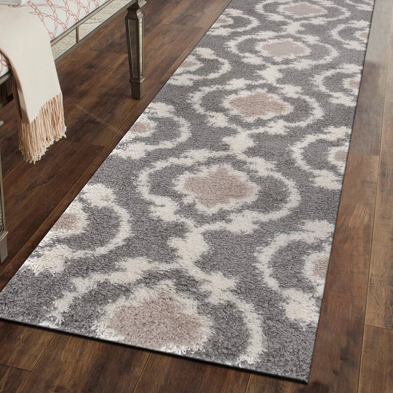 Porch & Den Touro Trellis Shag Area Rug - 2' x 7' 2" - Gray