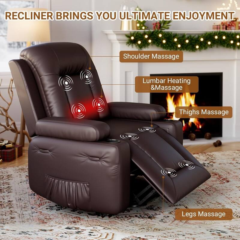 Adjustable Electric Heat and Massage Power Recliner Chair, Single Sofa