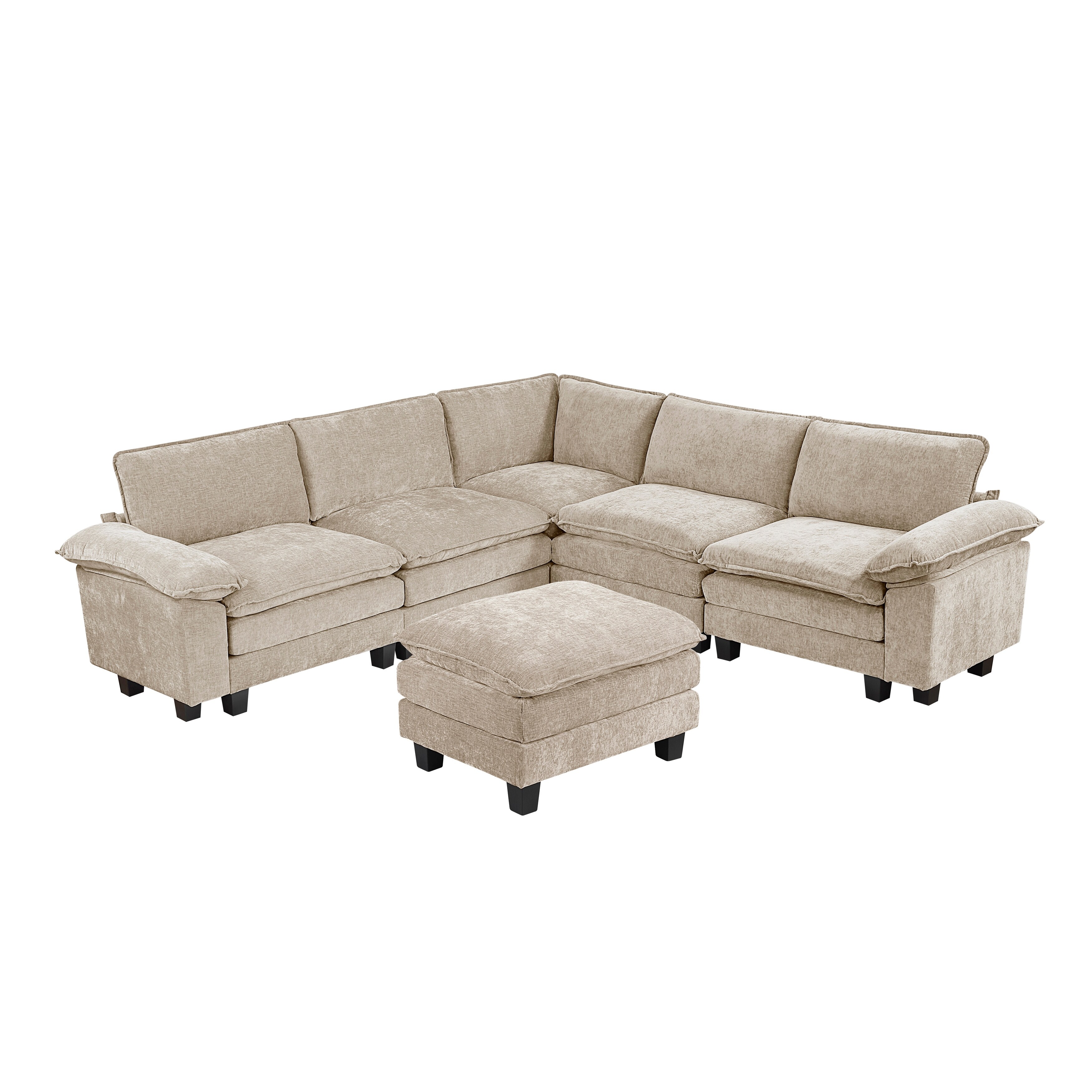 Fremont & Park Terra Chenille 6-Piece Modular Sectional Sofa - Ottoman